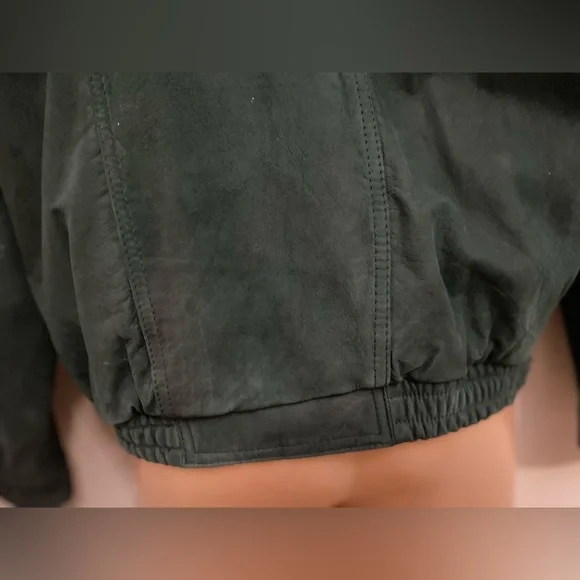 Fluid Internationale~Men’s~Vtg.~Dark Green~Genuine Leather~Bomber Jacket~Size XL - Picture 14 of 16
